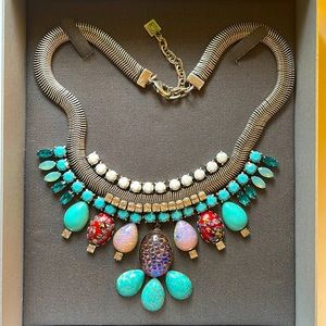 Dannijo Oxidized Poured Glass Rhinestone Bib Necklace